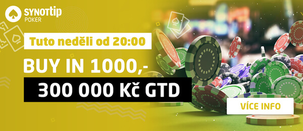 Turnaj o 300.000 Kč dnes od 20:00 na online herně Synot Tip Poker