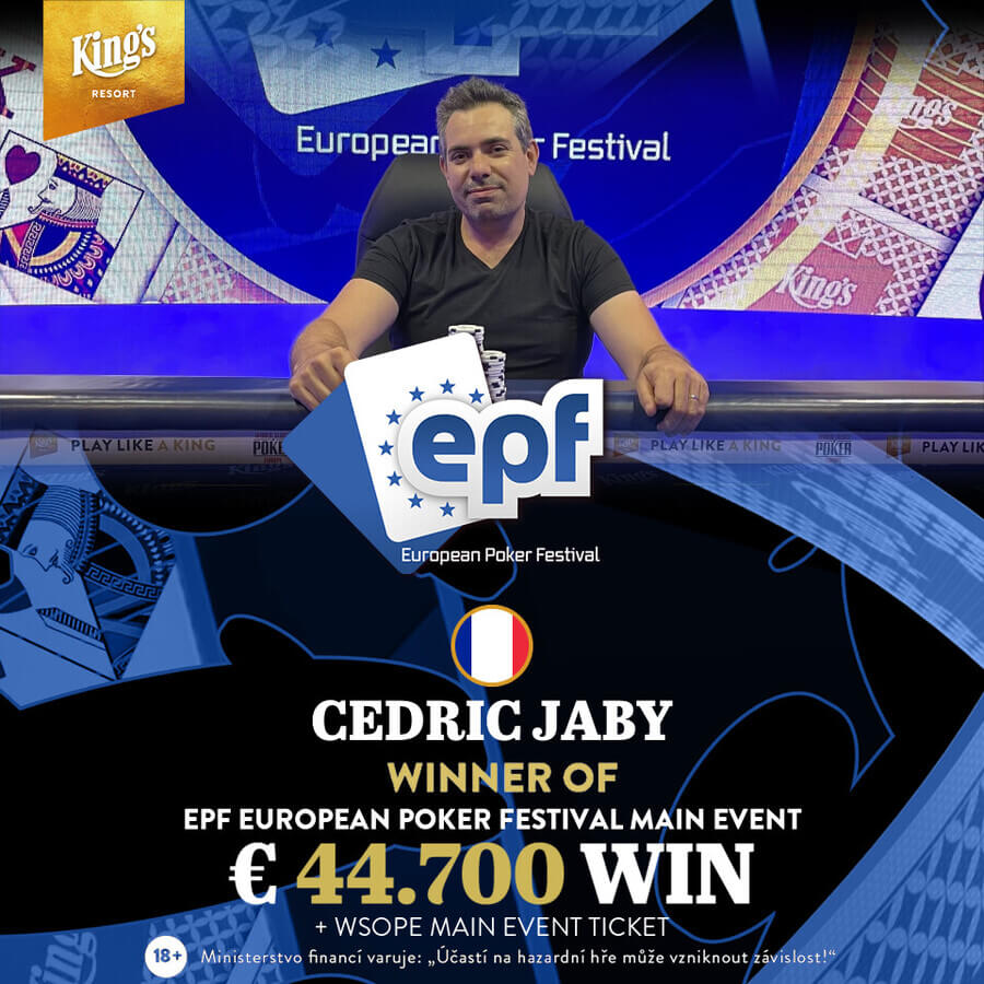 Vítěz Main Eventu European Poker Festivalu v King’s Resortu