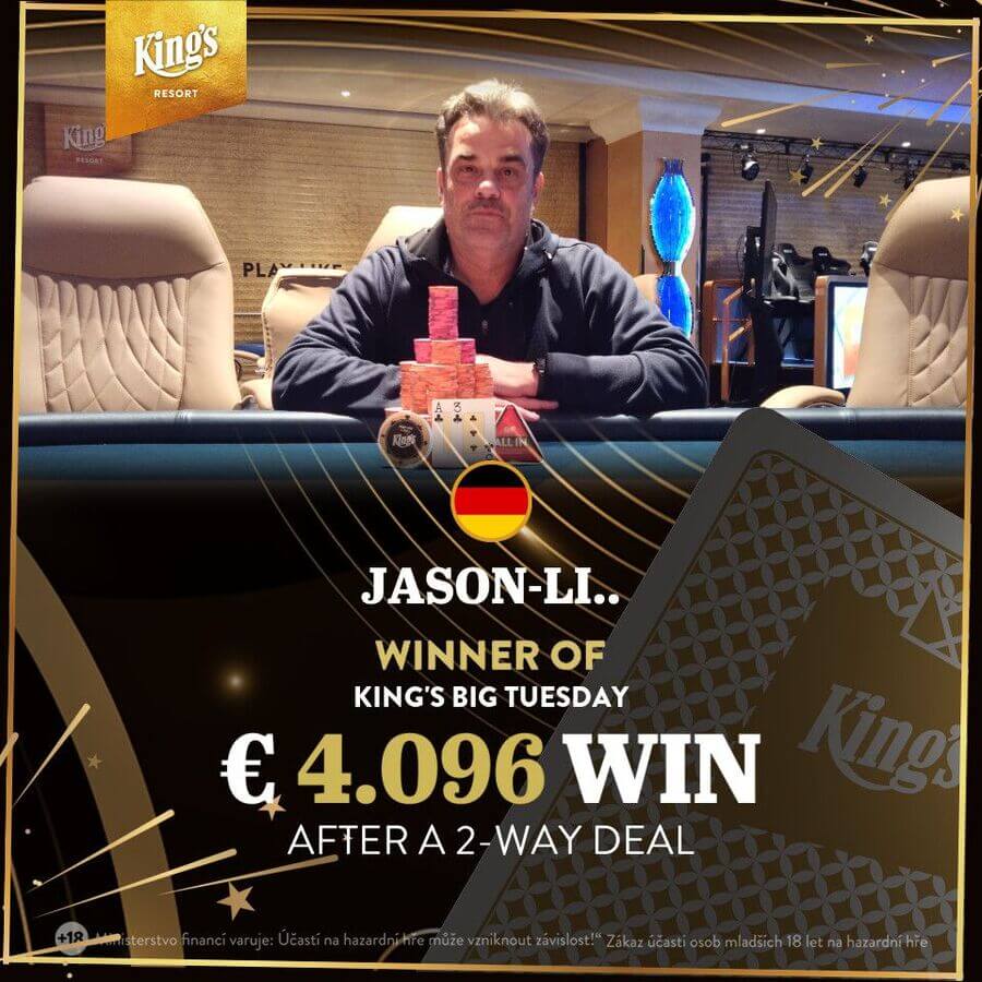 King's Big Tuesday v Rozvadově ovládl Němec pod pseudonymem Jason-Li..
