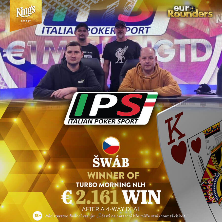 Čech Šwáb si po 4-way dealu v rozvadovském Turbo Morning NLH odnesl první cenu €2.161