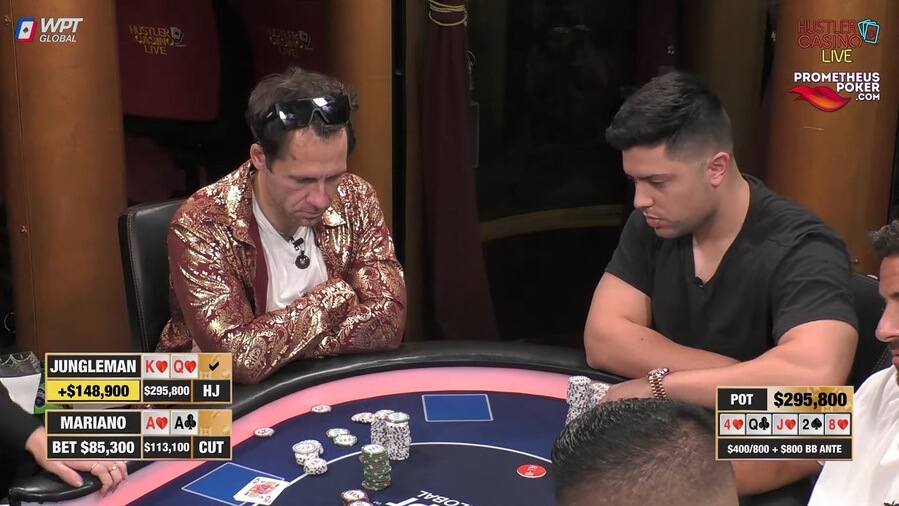 V pořadu Hustler Casino Live poráží Jungleman Marianova esa a bere $296K pot