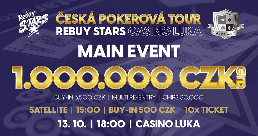 Další živý ČPT Main Event se v Rebuy Stars Casinu koná v pátek 13. října