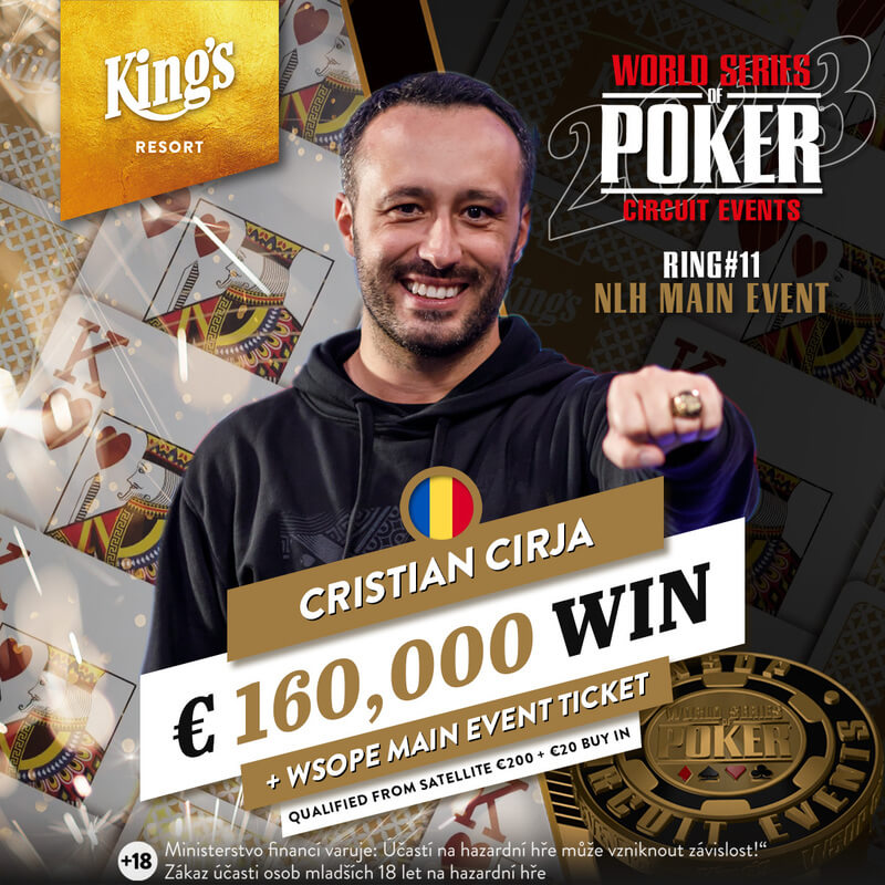 Cristian Dinu Cirja - vítěz WSOPC NLH Main Eventu 2023