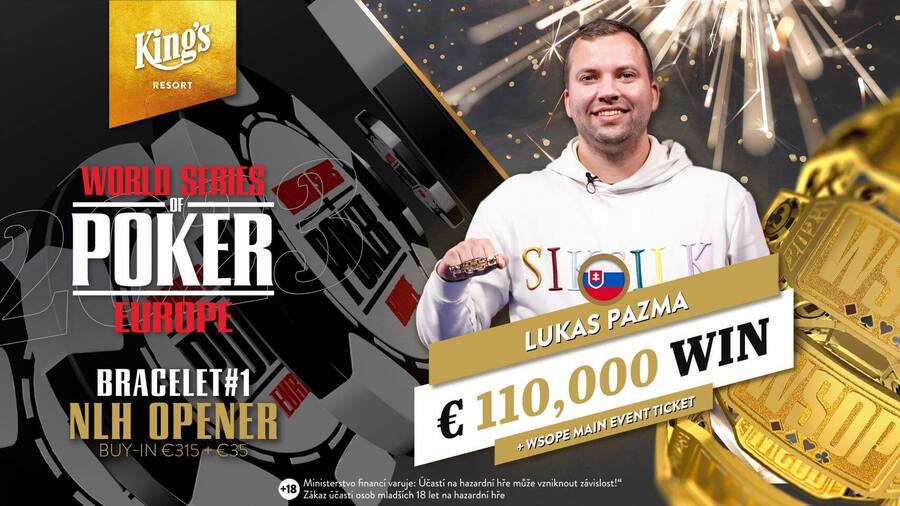 První WSOPE 2023 náramek ukořistil v King’s Casinu Slovák Lukáš Pažma