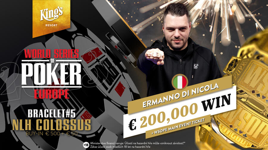 Ermanno Di Nicola z Itálie opanoval v King’s WSOPE 2023 NLH Colossus