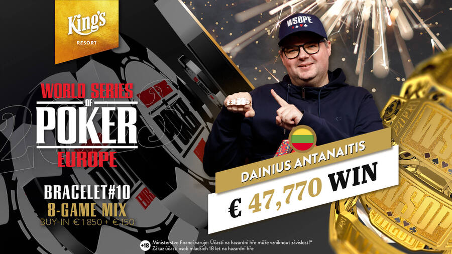 V silné konkurenci WSOPE 8-Game Mix eventu se prosadil Litevec Dainius Antanaitis