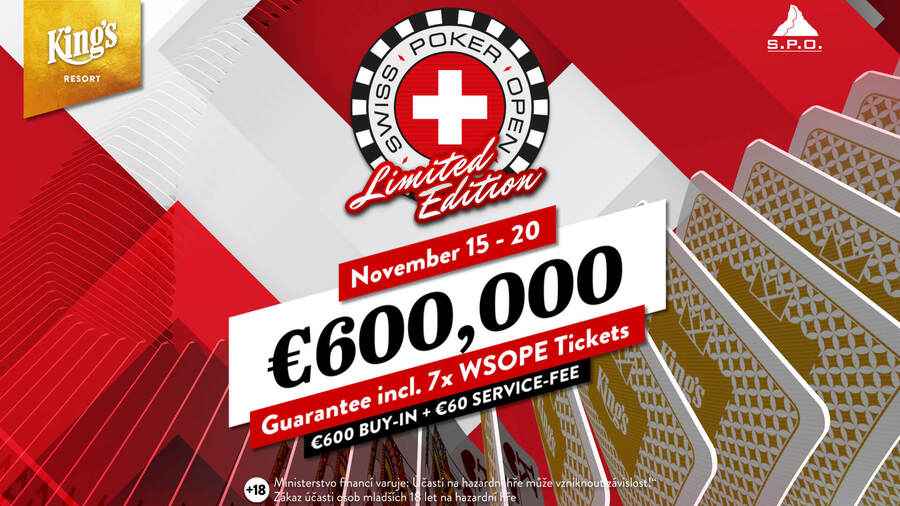 Swiss Poker Open Limited Edition s garancí 600 tisíc eur v King&#039;s Resortu začíná