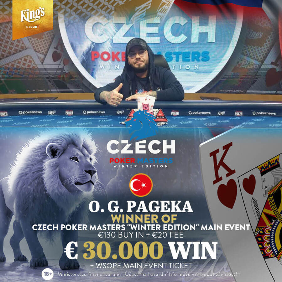 O. G. Pageka veze do Turecka titul z Czech Poker Masters Main Eventu v celkové hodnotě €40.600