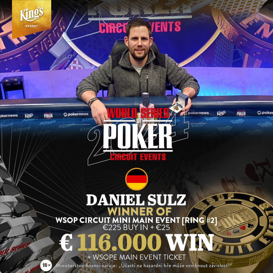 WSOP Circuit Mini Main Event šampionem se v Rozvadově stal Němec Daniel Sulz
