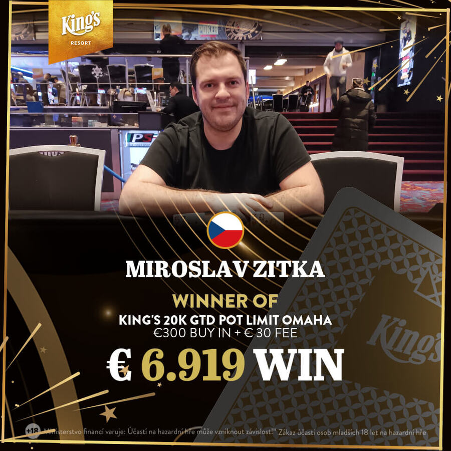 Miroslav Žitka vítězem rozvadovského Side Eventu King’s 20K GTD Pot Limit Omaha