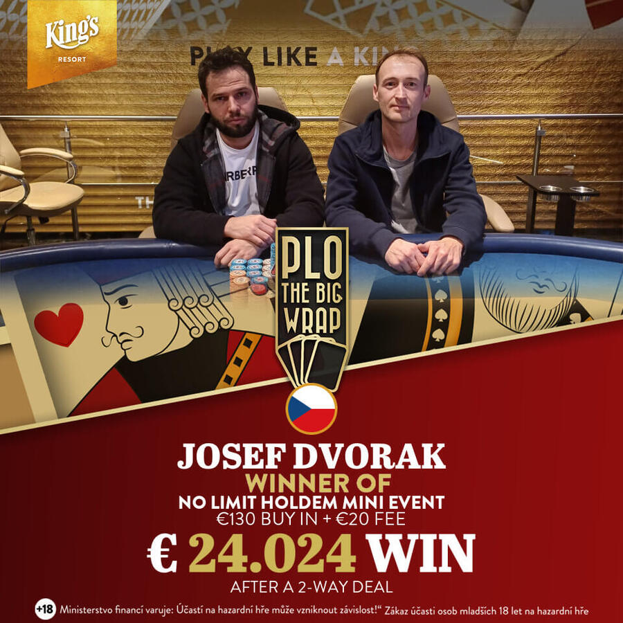 Josef Dvořák šampionem No Limit Holdem Mini Eventu