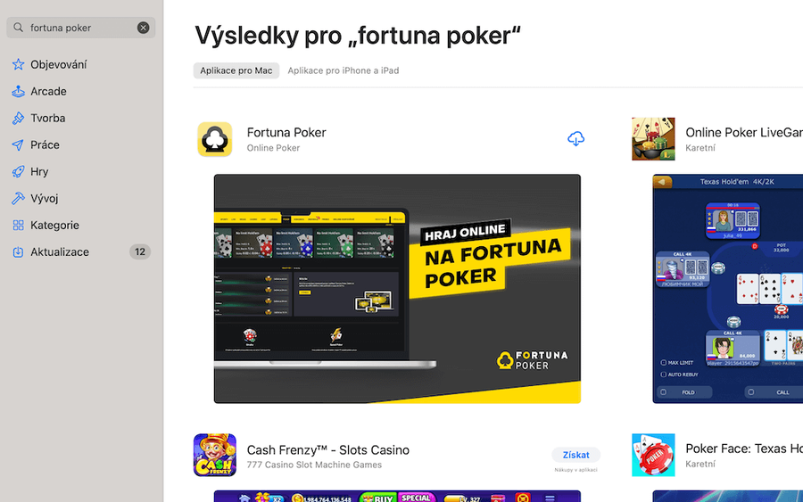 Aplikace Fortuna Poker v AppStore na macOS