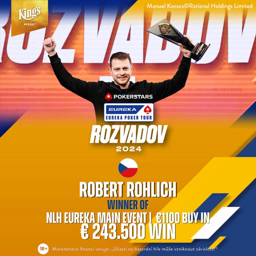 Robert Röhlich šampionem Eureka Main Eventu v King’s Casinu Rozvadov