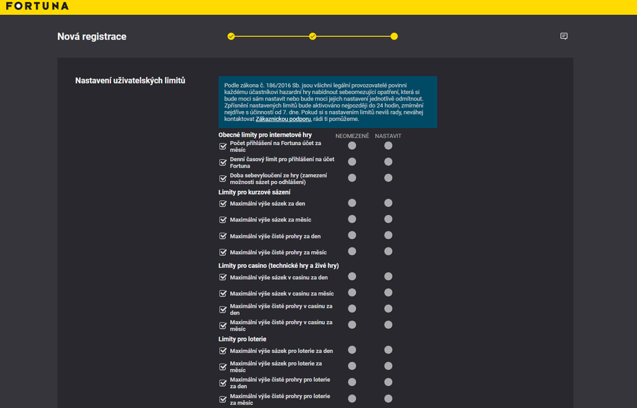 Krok 3 při registraci na Fortuna Pokeru