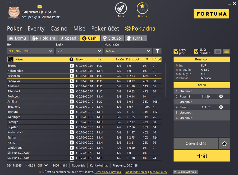 Fortuna Poker cash game