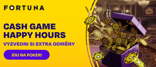 Využijte cash game happy hours na herně Fortuna Poker