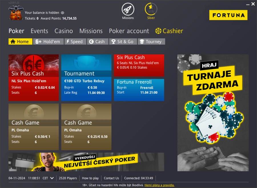 Fortuna Poker lobby