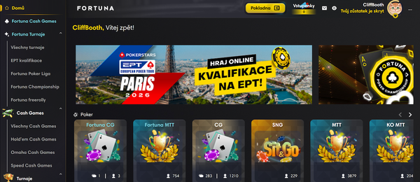 Hlavní Fortuna Poker lobby