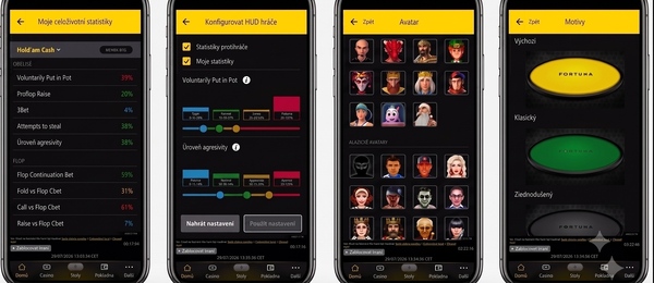 Fortuna Poker nastavení v mobilu