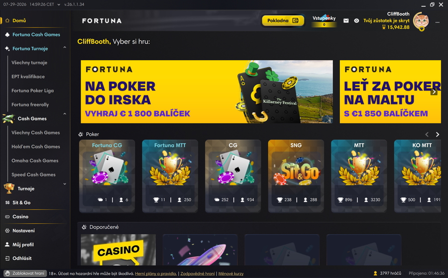 Hlavní Fortuna Poker lobby