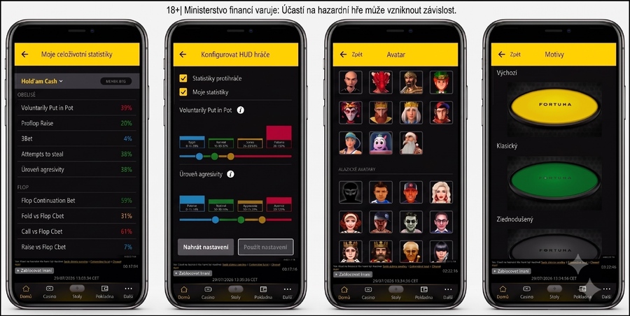 Fortuna Poker nastavení v&nbsp;mobilu