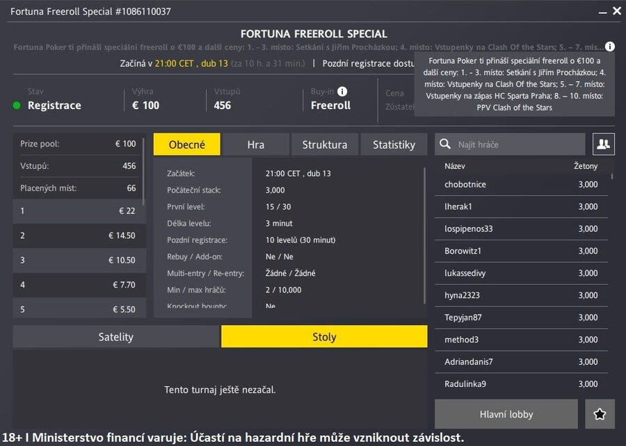 Fortuna Freeroll Special