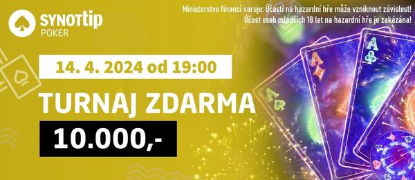 Nedělní Freeroll na Synot Tip Pokeru o 10.000 benefit bodů startuje v 19:00