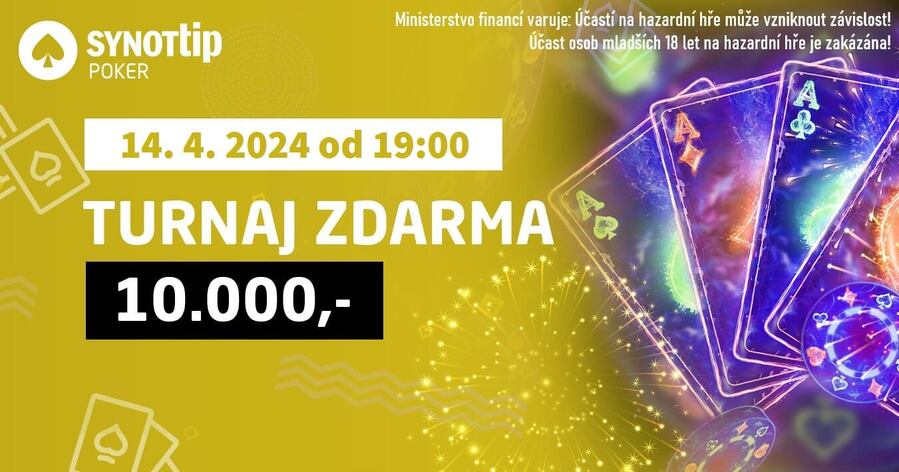 Nedělní Freeroll na Synot Tip Pokeru o 10.000 benefit bodů startuje v 19:00