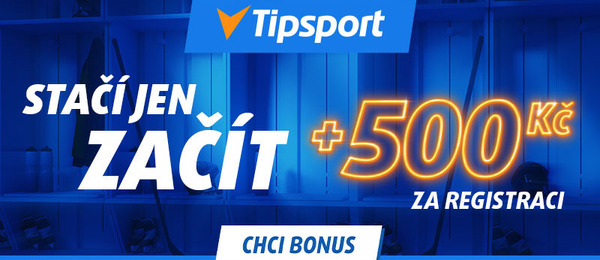 U Tipsportu čeká nové hráče bonus 500 Kč za dokončení registrace
