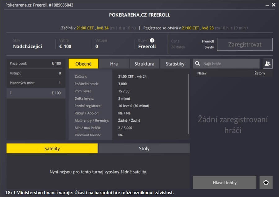 První Pokerarena.cz Freeroll je na programu herny Fortuna Poker 24. května od 21 hodin