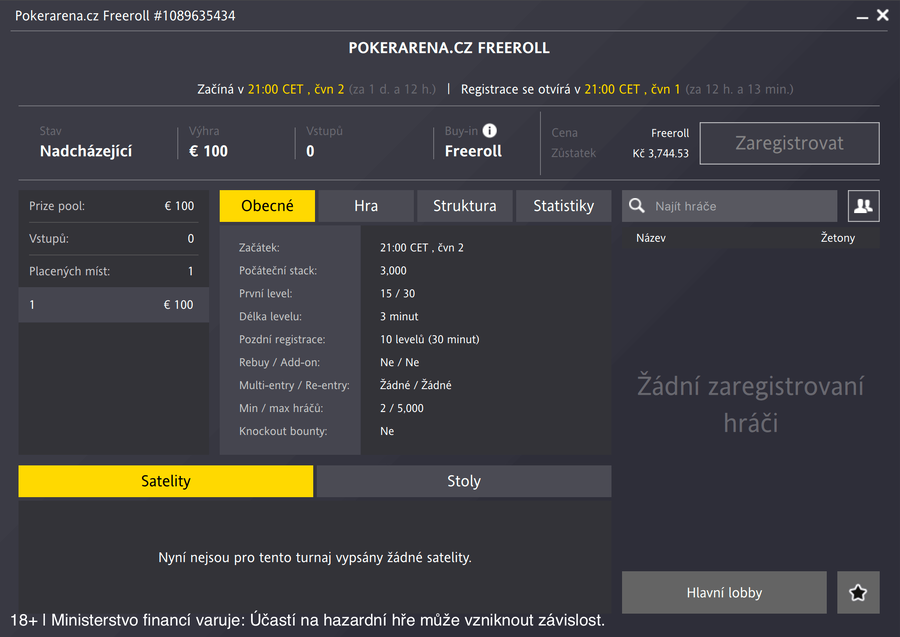 Další Pokerarena.cz Freeroll je na programu herny Fortuna Poker 2. června od 21 hodin
