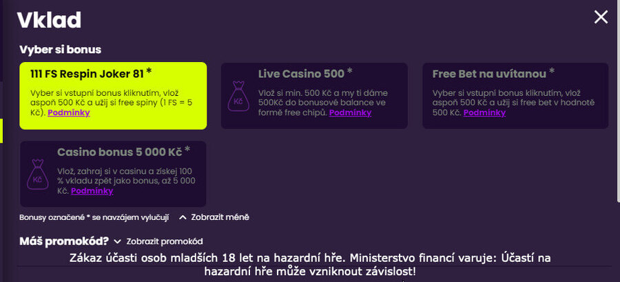 Kingsbet nabízí čtyři možnosti vstupního bonusu