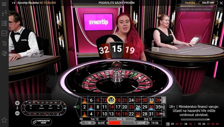 LIVE casino na herně SYNOT TIP