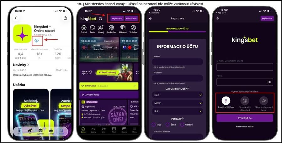 Kingsbet mobilní aplikace pro sázkaře