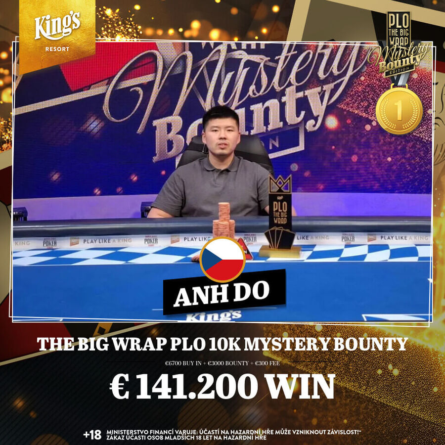 Anh Do vítězem The Big Wrap PLO 10K Mystery Bounty