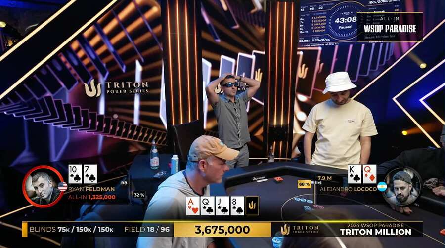 Ryan Feldman před eliminací v Triton Million Invitational