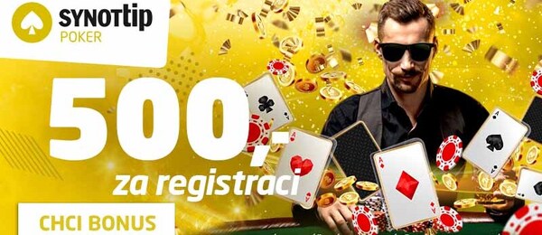 Nové hráče čeká na Synot Tipu vstupní bonus bez vkladu v hodnotě 500 Kč