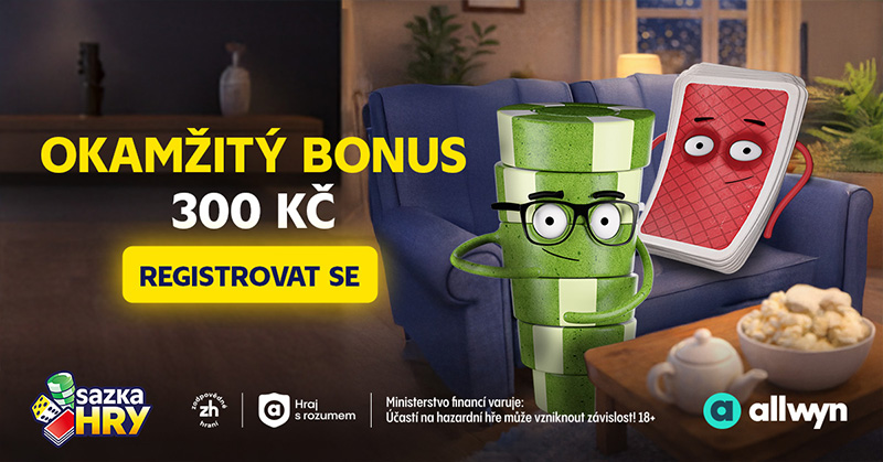 Sazka Hry nabízí registrační bonus 300&nbsp;Kč