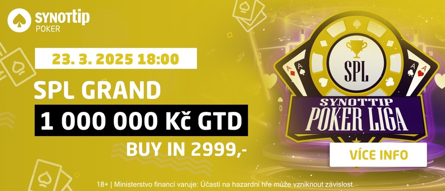 SPL Grand na SynotTip Pokeru garantuje 1.000.000 Kč