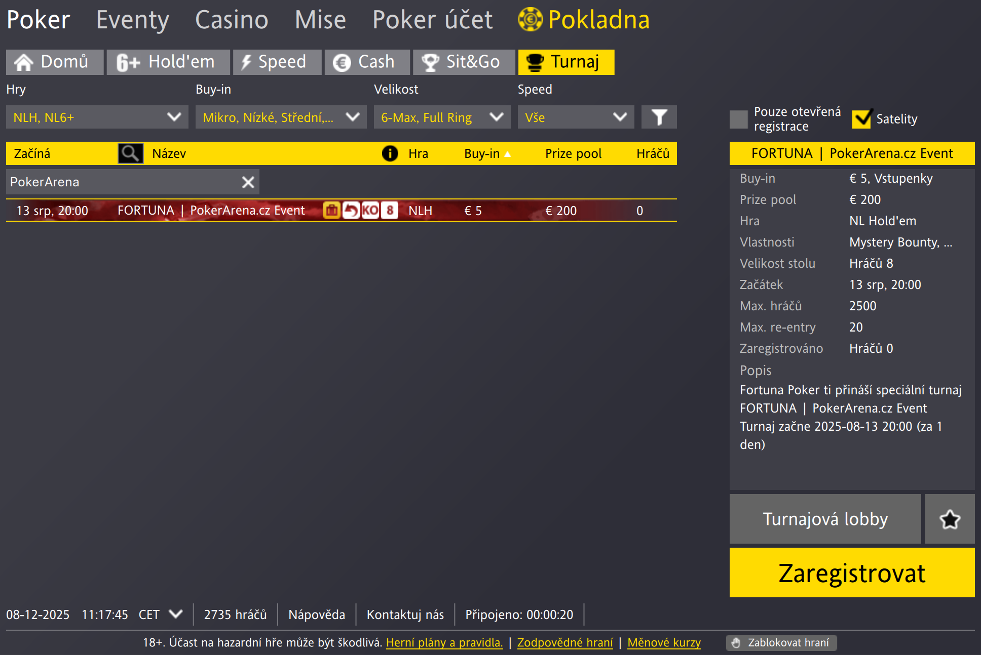 PokerArena.cz Event v lobby na Fortuna Pokeru