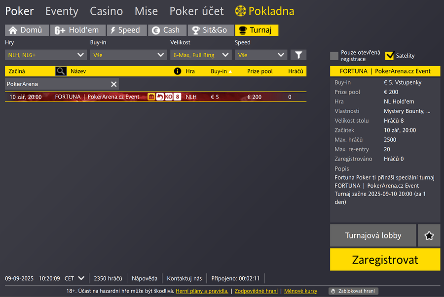 PokerArena.cz Event v lobby na Fortuna Pokeru