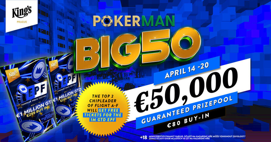 Turnaj Pokerman Big50 garantuje minimální prize pool €50.000