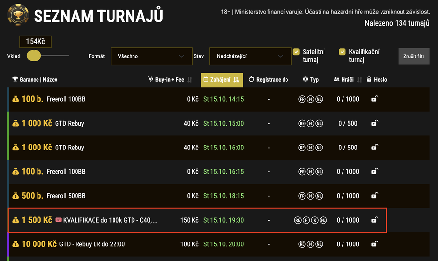 Online kvalifikace do Casina C40 najdete v pokerové lobby herny SynotTip