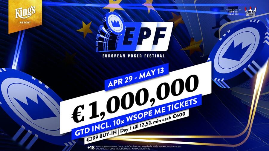 Main Event European Poker Festival garantuje €1.000.000