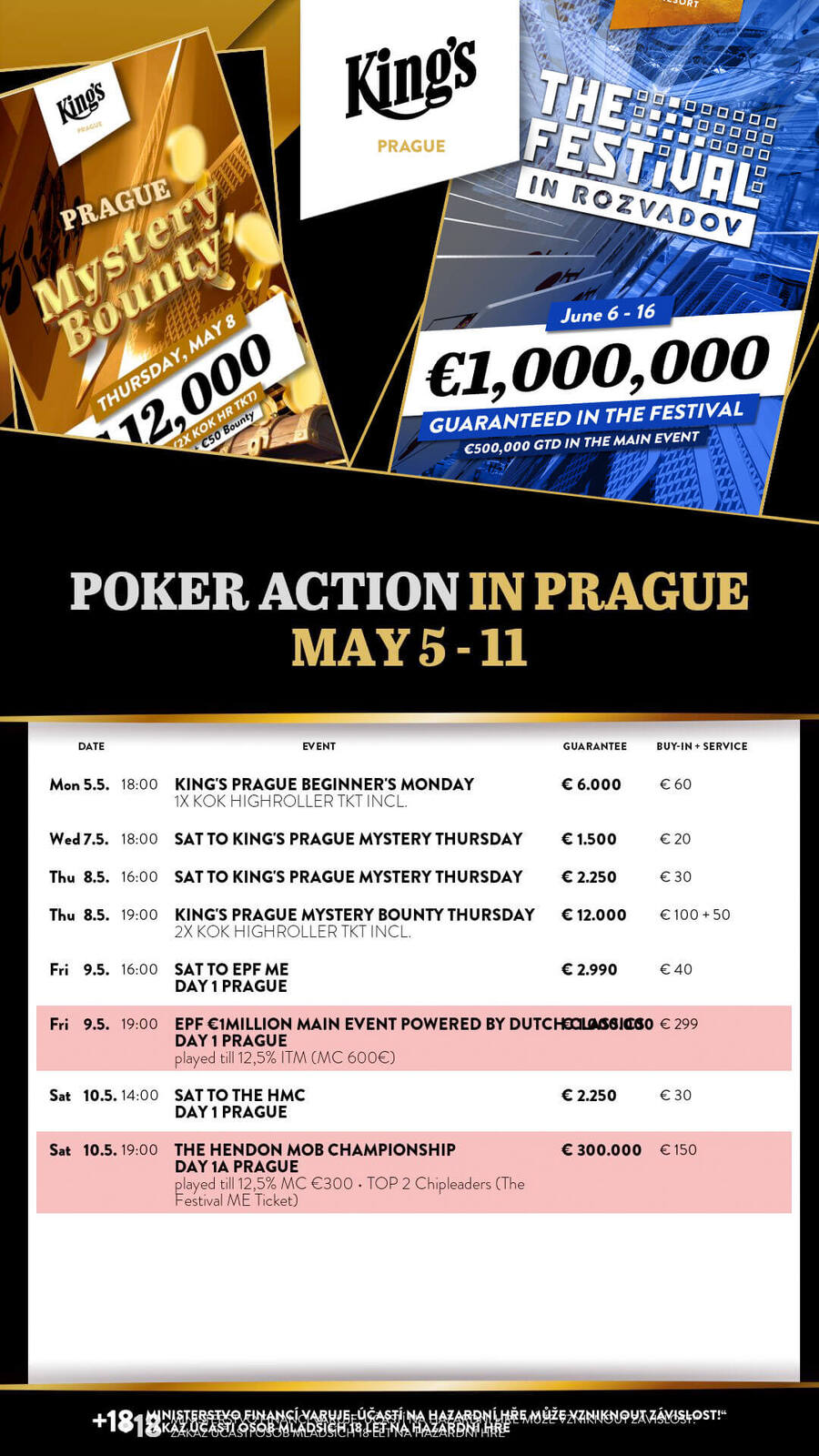 Program turnajů King’s Casino Praha