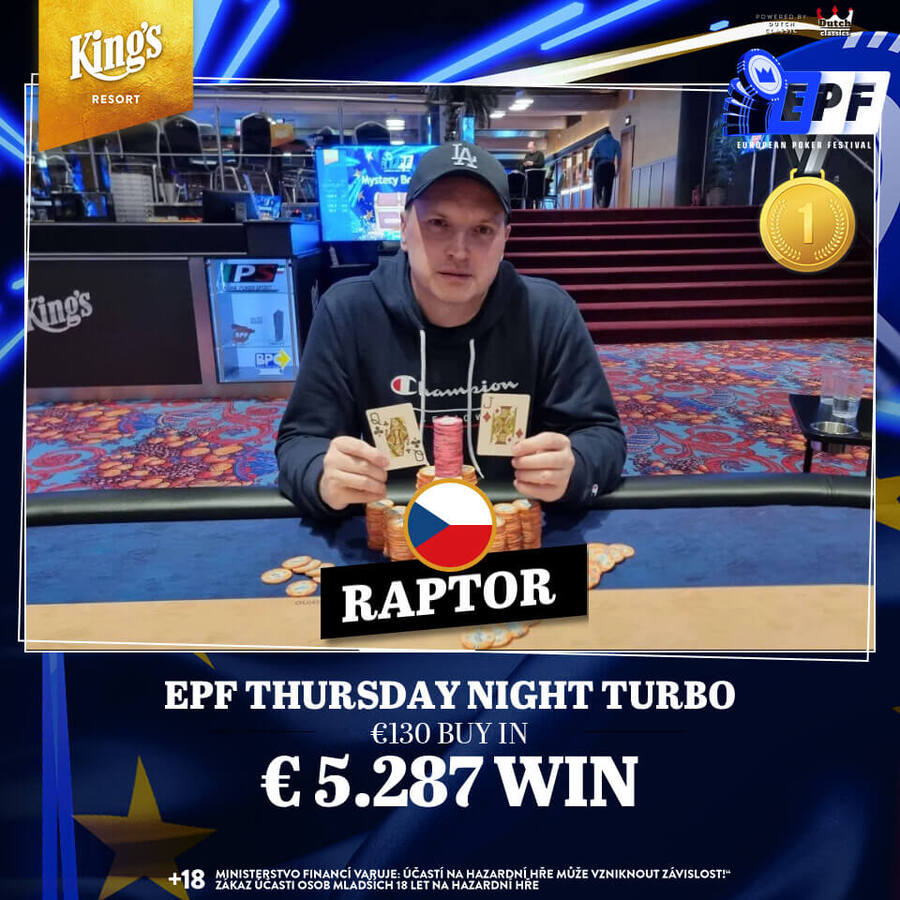 King’s Casino Rozvadov: Raptor vyhrál EPF Night Turbo