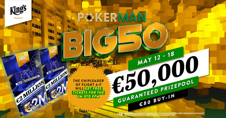 Turnaj Pokerman Big50 garantuje minimální prize pool €50.000