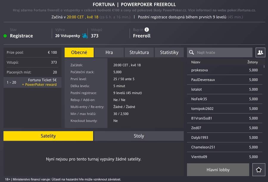 Fortuna PowerPoker Freeroll