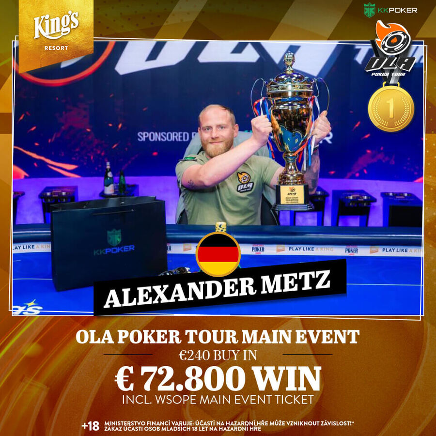Ola Poker Tour Main Event vyhrál Alexander Metz
