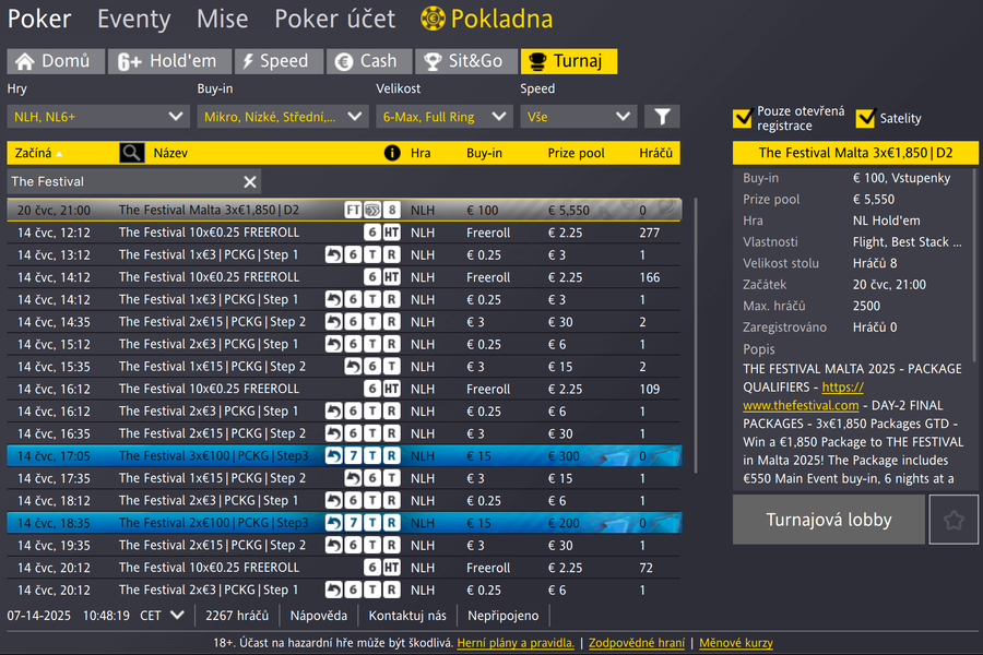 Lobby Fortuna Poker